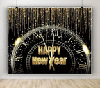 Happy New Year Backdrop 10x8ft New Years Eve Party Supplies Decor Gold Glitter 2026 Countdown Clock Background New Year Banner Family Portraits Decorations Christmas Photo Backdrop - Image 5