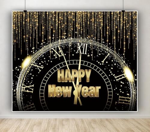 Happy New Year Backdrop 10x8ft New Years Eve Party Supplies Decor Gold Glitter 2026 Countdown Clock Background New Year Banner Family Portraits Decorations Christmas Photo Backdrop - Image 5