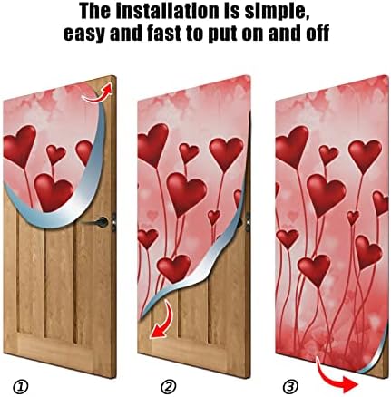 Qilmy Valentine's Day Love Heart Door Cover Washable High Elastic Fabric Waterproof Front Festive Door Cover for Home, Indoor Outdoor Party Decoration,35 x 79 Inch - Image 2