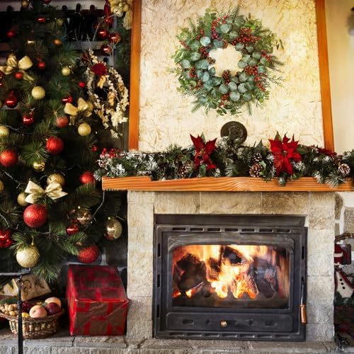 Spring Wreaths for Front Door,Boxwood Wreaths for Indoor and Outdoor Wedding Decorations,Spring Wreath with Pine Cones and Leaves,Berries,Eucalyptus Leaves for Home Decor - Image 6