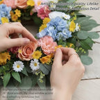 26" Artificial Spring Wreath for Front Door - Large Silk Hydrangea Daisy Rose Mixed Floral Wreath - Farmhouse Porch Wall Decor, Easter Mother's Day Decoration (Multicolor) - Image 6
