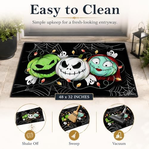 Pycat Halloween Doormat 32x48in Spooky Pumpkin Faces Ghost Spiderweb String - Image 5