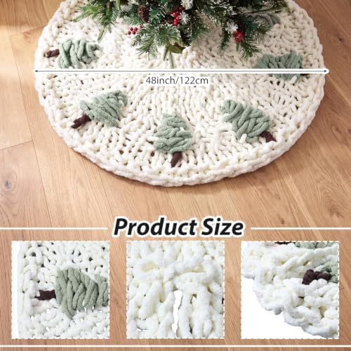 48'' Chunky Knit Christmas Tree Skirt Beige Xmas Trees Skirt - Image 2