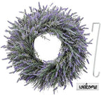 24 Inch Spring Wreaths for Front Door, Artificial Lavender Wreath with Welcome Sign and Hanger, Purple, for Spring, Summer, Autumn, Winter, Indoors, Outdoors, Corridors, Offices - Image 3