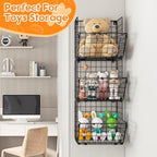 X-cosrack Metal Wire Basket Wall Mount, 3 Tier Wall Storage Organizer with 5 S Hooks, Kitchen Fruits and Vegetables Bin Toys Organizer Hanging Basket Black (S (10.83" L x 10.63" W x 30" H)) - Image 4