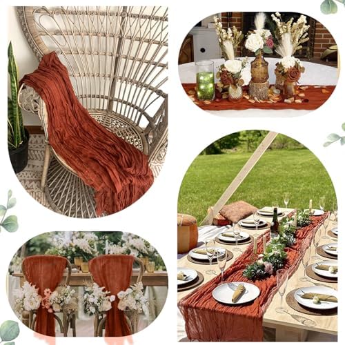 12 Pack Terracotta Cheesecloth Table Runner 35x120 Inch Rust Gauze Burnt Orange Cheese Cloth for Wedding Baby Bridal Shower Party Centerpiece Sheer Home Decorations - Image 5