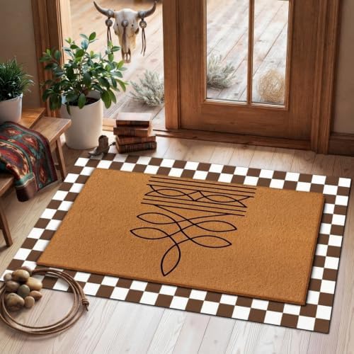Tinideya 2 Pcs Western Howdy Layered Doormat Set for Porch Decor - Image 2