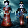 Fourluoo 2 Pcs 4.9 ft Dia De Los Muertos Inflatable Outdoor Decoration Day of The Dead Light up Blow up Sugar Skull Halloween Inflatable Couple Groom and Bride Yard Decoration for Garden Lawn Decor by Fourluoo