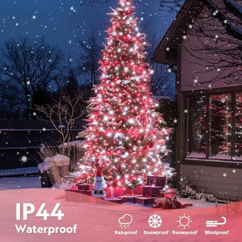 JMEXSUSS 400 LED Red and White Christmas Lights Outdoor with Remote - Image 4