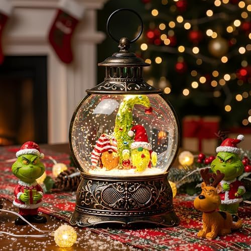 Christmas Snow Globe Lighted Gnomes Santa Elf Whimsical Christmas Tree Scene, Musical Snow Water Lantern Swirling Glittering Home Decoration and Gift, Battery Operated or USB Powered - Image 6