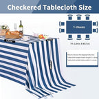 Fanqisi 2 Packs Navy Blue and White Striped Tablecloth 57 x 84 Inch Waterproof Patriotic Table Cloth Rectangle Table Cover for Birthday Baby Shower Wedding Outdoor Summer Party Decoration - Image 3
