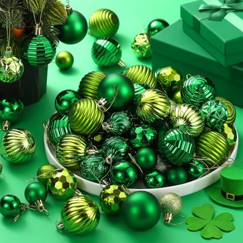 Lunmon 72 Pcs Green Christmas Ball Ornaments Matte Glitter Xmas Bulbs - Image 2