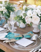 Turquoise Coastal Cloth Napkins Set of 8, Holiday Napkins for Baby Shower, Spring Summer Ocean Beach Nautical Sea Wave Washable Reusable Dinner Napkins for Cocktail Wedding Party, 20 x 20 Inch - Image 2