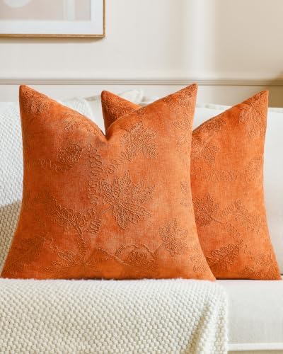 TOPWAVE 2 Pack Fall Throw Pillow Covers, Maple Leaf, Orange 24x24 by Unknown