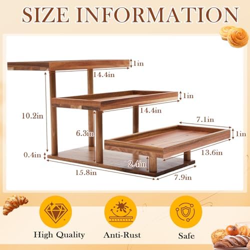 Sintuff 3 Tier Acacia Wood Cupcake Stand, Tiered Dessert Display Tray - Image 2
