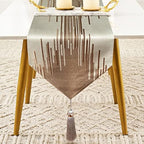 Luxury Champagne Table Runner 72 Inches Long, Modern Abstract Striped - Image 2