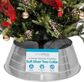 BIRDROCK HOME 4-Panel Christmas Tree Collar - Metal Holiday Skirt Decor - Water Base Protection from Pets (Silver) by BIRDROCKHOME