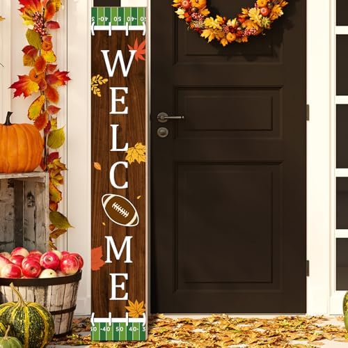Chunful Football Welcome Sign for Front Door 47" Fall Football Porch Decor by Chunful