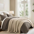 EVERGRACEHOME Chunky Chenille Knit Throw Blanket, 90 x 90, Sand Dune - Image 5