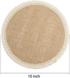 FunWheat Burlap Round Braided Placemats Set of 12 for Dining Tables 15 Inch Heat Resistant Jute Table Mats Farmhouse Woven Fabric Natural Place mats for Fall Decoration(Cotton Lace) - Image 2