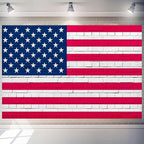 Independence Day Photo Backdrop 10 x 8 ft Large Patriotic American Flag Brick Wall Background 4th of July Decorations for Home Outdoor Banner Polyester by Unknown