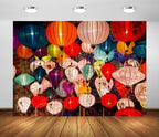 BELECO 10x6.5ft Fabric Colorful Lanterns Backdrop Asian Vietnam Chinese Lanterns Background Chinese Lunar New Year Spring Festival Party Decorations Holiday Portrait Photoshoot Studio Props by BELECO