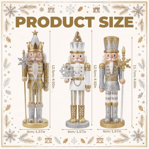 Simgoing 3 Pcs Christmas Nutcracker Soldier Snowflakes Nutcracker Figurine - Image 2