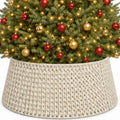 Inside Out Home 27in Christmas Tree Collar, 4-Piece Woven Holiday Tree Skirt, Protects Tree Base from Pets, White Xmas Decoration by InSideOut
