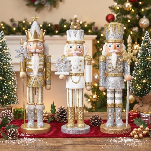 Simgoing 3 Pcs Christmas Nutcracker Soldier Snowflakes Nutcracker Figurine by Simgoing