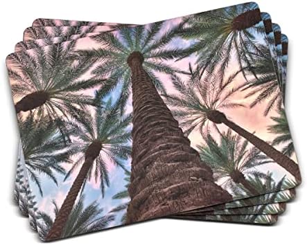Pimpernel Palms Placemats, Set of 4 (15.7" x 11.7") – Cork-Backed Rectangles Featuring Botanical Artwork, Heat & Stain Resistant Lacquered Surface, Dining Mats & Decorative Protectors for Kitchen by Pimpernel