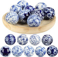 Vesici 9 Pcs Blue and White Ceramic Ball Decor,Vintage Style by Vesici