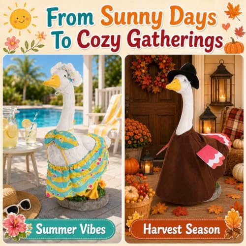 Timeet 8-Piece Seasonal Porch Goose Outfit Set for 23” Lawn Goose – Holiday Costumes for Valentine’s Day, Easter, 4th of July & Christmas – Decorative Clothes for Patio, Garden & Front Porch - Image 6