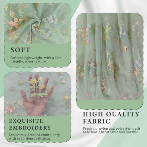 3Pcs Floral Cheesecloth Table Runner, Sage Green Table Runner 10Ft - Image 3
