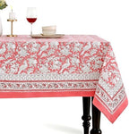 CPC Tablecloth 100% Cotton 60x90 Inch Indian Block Print Rectangle Table Cover, Washable Table Cloth for Weddings, Spring/Summer, Barbeque - Coral Pink by COTTONPRINTCLUB
