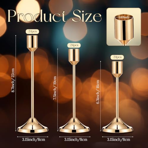 54 Pcs Brass Gold Taper Candle Holders Kits, Metal Candlestick Holders Bulk - Image 3