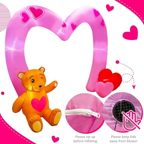 AerWo 10FT Valentines Day Inflatables Outdoor Decorations, Heart Shaped Archway Inflatables Valentines Blow Up Yard Decorations with Build-in LED Lights for Party Lawn Anniversary Wedding Decor - Image 5