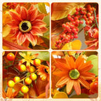 Fall Wreath for Front Door, 24 Inch Autumn Wreath with Berries,Lemon Leaves, Oak Leaves, and Maple Leaves Fall Decorations for Home, Artificial Flowers Harvest and Thanksgiving Indoor & Outdoor - Image 4
