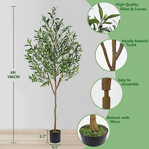 Warmplants Artificial Olive Tree 6ft Fake Plant with Woven Basket - Image 5
