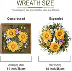 DecorbyHannah Sunflower Summer Wreaths for Front Door Outside All Season, 18 Inch Farmhouse Door Wreaths with Daisy and Bee, Sunflower Decor for Home Porch, Wedding Housewarming Gifts - Image 5