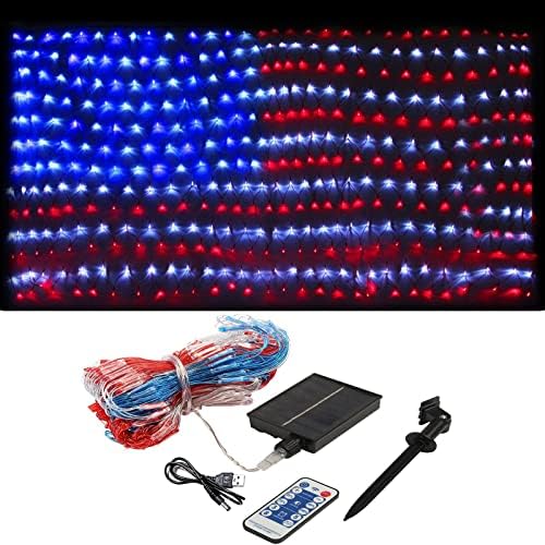 XTF2015 Solar American Flag Lights, 2 in 1 Solar Powered & Plug in by XTF2015