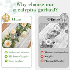 13 Ft Champagne Flower Garland with Butterfly, Fake Eucalyptus Rose Vine - Image 6