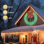 VINGLI 60 Inch Pre-lit Large Christmas Wreath, Outdoor Christmas Wreath with 400 LED Lights for Garage, Windows, Christmas Door Wreath Decorations with Red Bow, Timer Remote Control, Plug-in, Green - Image 2