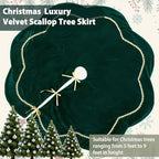 Arrowbash Green 60 Inch Christmas Tree Skirt Velvet Scallop Ddge - Image 3