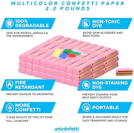 JAPJA Tissue Paper Confetti Bulk Refill, Cannon Machine, Multicolor, 2.2lb - Image 3