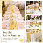Gold Table Runners 10 Pieces 12x72 Inch Glitter Dining Table Runner Sequin Table Cover Runners for Party Wedding Birthday Bridal Shower Decorations - Image 3