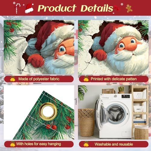 Pop Out Santa Christmas Garage Door Banner 16x7 Ft - Illusion Effect for Double Car Garage Outdoor Indoor Holiday Decor - Image 3