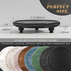 EOSAHR Wood Round Display Riser with Beaded for Modern Home Decor, Black - Image 2
