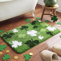 Capoda St. Patrick's Day Bathroom Rug 20 x 30 Inch Green White Shamrock Door Mat Non-Slip Washable Soft Irish Clover Welcome Floor Mat for Indoor Outdoor Home Kitchen Bathroom Decor(1 Pcs, Shamrock) by Capoda
