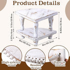 Kigley 2 Tiered Corner Riser for Kitchen Counter Wood Beaded Corner Shelf White Wash Countertop Bathroom Counter Organizer Rustic Decorative Pedestal Stand with Removable Feet for Kitchen Coffee Bar - Image 2