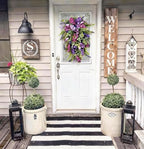 Purple Floral Hanging Wreath - Inch Lavender Tulip Hyacinth Eucalyptus Door Decor for Spring Summer, Wedding Arch Garden Porch Decoration - Image 4